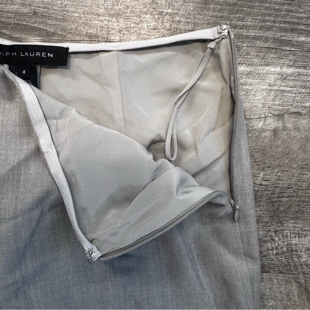 Ralph Lauren Black Label Side Zip Straight Leg Wool Trousers Light Gray Womens 4 - Picture 5 of 8